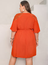 Load image into Gallery viewer, Plus Size Lace Button Up Half Sleeve Dress
