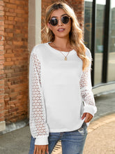 Load image into Gallery viewer, Full Size Round Neck Lace Long Sleeve T-Shirt Plus Size
