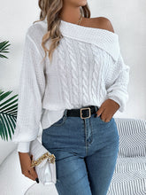 Load image into Gallery viewer, Cable-Knit One Shoulder Long Sleeve Sweater
