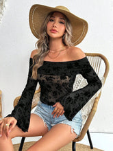 Load image into Gallery viewer, Off-Shoulder Flare Sleeve Lace Top
