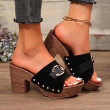 Load image into Gallery viewer, Buckle Trim Block Heel Sandals
