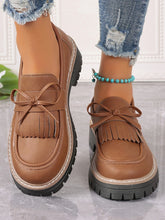 Load image into Gallery viewer, PU Leather Bow Platform Loafers
