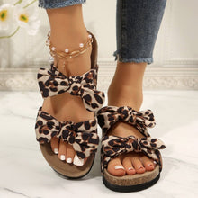 Load image into Gallery viewer, Leopard Double Bow Open Toe Sandals
