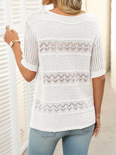 Load image into Gallery viewer, Mandy Openwork Round Neck Half Sleeve Knit Top
