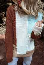 Load image into Gallery viewer, Color Block Round Neck Long Sleeve Sweater
