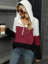 Load image into Gallery viewer, Color Block Hooded Long Sleeve T-Shirt
