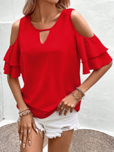 Load image into Gallery viewer, Cold Shoulder Flounce Sleeve Blouse
