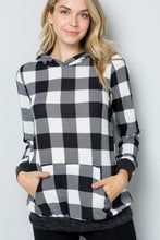 Load image into Gallery viewer, Celeste Full Size Contrast Plaid Long Sleeve Hoodie
