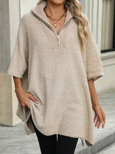 Load image into Gallery viewer, Slit Quarter Zip Half Sleeve Sweater
