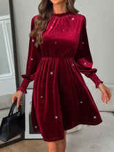 Load image into Gallery viewer, Glitter Mock Neck Long Sleeve Mini Dress
