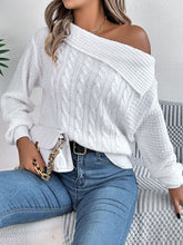 Load image into Gallery viewer, Cable-Knit One Shoulder Long Sleeve Sweater
