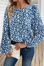 Load image into Gallery viewer, Printed Round Neck Balloon Sleeve Blouse
