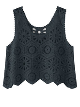 Load image into Gallery viewer, Openwork Round Neck Knit Vest
