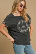 Load image into Gallery viewer, Umgee Peace Applique Round Neck French Terry Top
