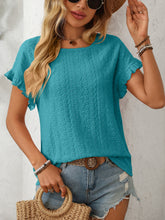 Load image into Gallery viewer, Mandy Eyelet Round Neck Short Sleeve Top
