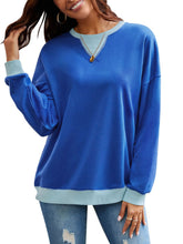 Load image into Gallery viewer, Contrast Round Neck Long Sleeve Sweatshirt
