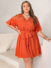 Load image into Gallery viewer, Plus Size Lace Button Up Half Sleeve Dress
