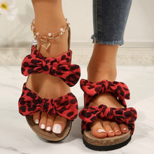 Load image into Gallery viewer, Leopard Double Bow Open Toe Sandals
