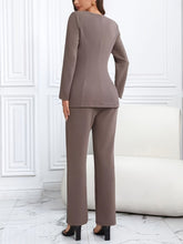 Load image into Gallery viewer, Square Neck Button Up Blazer and Pants Set
