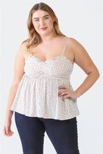 Load image into Gallery viewer, Zenobia Plus Size Frill Smocked Floral Sweetheart Neck Cami
