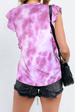 Load image into Gallery viewer, Ruffled Printed Round Neck Cap Sleeve T-Shirt
