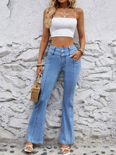 Load image into Gallery viewer, High Waist Flare Jeans with Pockets
