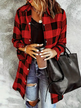Load image into Gallery viewer, Plaid Collared Neck Snap Down Long Sleeve Jacket
