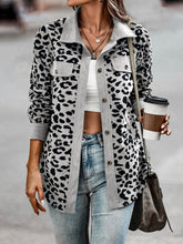 Load image into Gallery viewer, Full Size Leopard Collared Neck Button Up Long Sleeve Jacket
