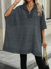 Load image into Gallery viewer, Slit Quarter Zip Half Sleeve Sweater
