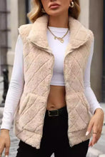 Load image into Gallery viewer, Fuzzy Plaid Texture Zip Up Vest Coat
