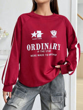 Load image into Gallery viewer, Letter Graphic Round Neck Long Sleeve Sweatshirt
