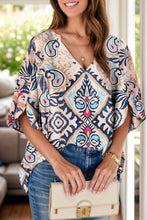 Load image into Gallery viewer, Printed Notched Half Sleeve Blouse
