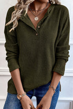 Load image into Gallery viewer, Ribbed Half Button Long Sleeve Knit Top
