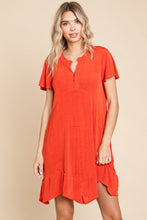 Load image into Gallery viewer, Culture Code Full Size Short Sleeve Ruffled Asymmetric Hem Dress
