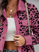 Load image into Gallery viewer, Full Size Leopard Collared Neck Button Up Long Sleeve Jacket
