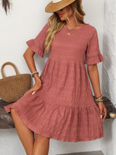 Load image into Gallery viewer, Mandy Ruffled Ruched Round Neck Half Sleeve Dress
