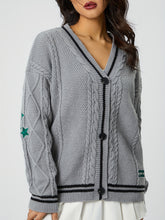 Load image into Gallery viewer, Star Embroidered V-Neck Long Sleeve Cardigan
