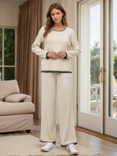 Load image into Gallery viewer, Contrast Trim Round Neck Top and Pants Sweater Set
