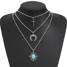 Load image into Gallery viewer, Artificial Turquoise Alloy Three-Layered Necklace
