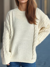 Load image into Gallery viewer, Cable-Knit Round Neck Long Sleeve Sweater
