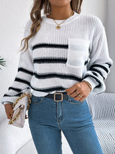 Load image into Gallery viewer, Striped Round Neck Long Sleeve Sweater
