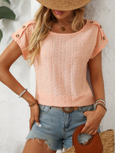 Load image into Gallery viewer, Mandy Eyelet Round Neck Short Sleeve Top

