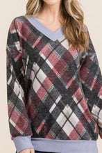 Load image into Gallery viewer, Celeste Plaid V-Neck Long Sleeve T-Shirt
