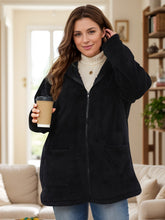 Load image into Gallery viewer, Plus Size Zip Up Long Sleeve Hooded Outerwear
