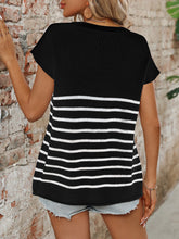 Load image into Gallery viewer, Striped Round Neck Short Sleeve Knit Top
