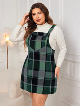 Load image into Gallery viewer, Plus Size Plaid Wide Strap Overall Dress
