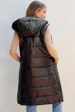 Load image into Gallery viewer, Longline Hooded Sleeveless Puffer Vest
