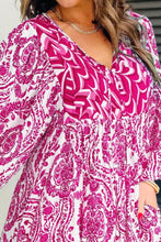 Load image into Gallery viewer, Printed Tie Neck Long Sleeve Mini Dress
