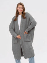 Load image into Gallery viewer, Pocketed Open Front Long Sleeve Longline Cardigan
