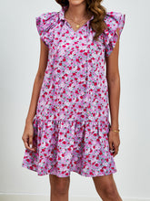 Load image into Gallery viewer, Tied Floral Cap Sleeve Mini Dress
